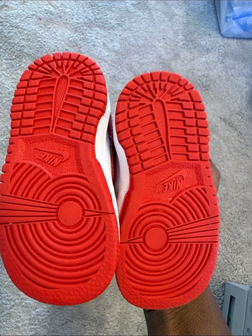 Nike Kids' Red and White dunk Low-Top Sneakers size 4 baby.